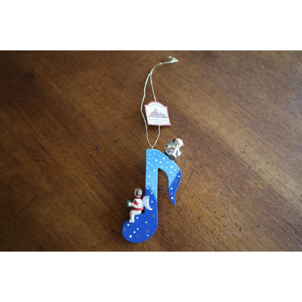 KAETHE WOHLFAHRT Wooden Music Note Star Ornament Angels Christmas Germany Vtg